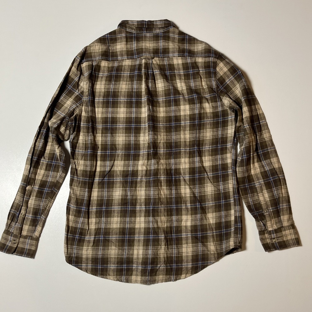 Cotton On Flannel Shirt Size M Brown Beige Blue Casual Button Up One Pocket Top - Picture 3 of 8